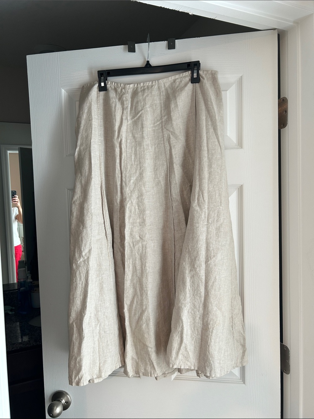 Liz Claiborne Neutral Cream A-Line Linen-Blend Skirt